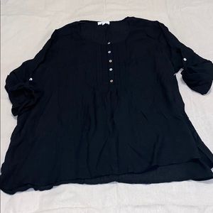 August Mist Black Tunic Top with Buttons ✨New✨